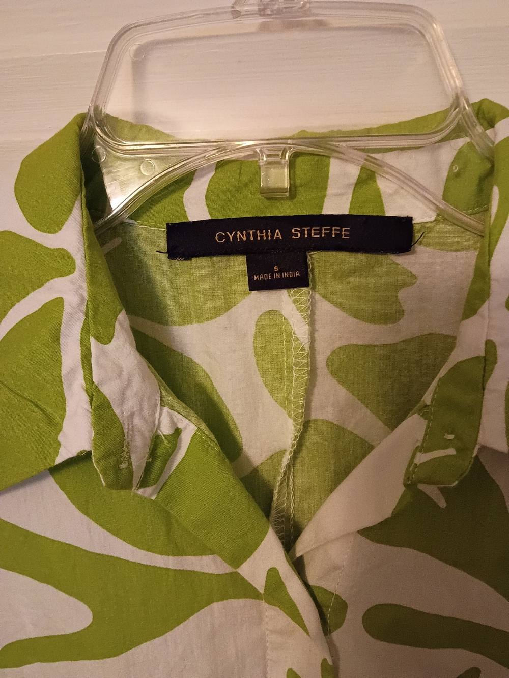 Cynthia Steffe Lime Floral Ruffle-Hem Shirt Dress - Picture 3 of 7